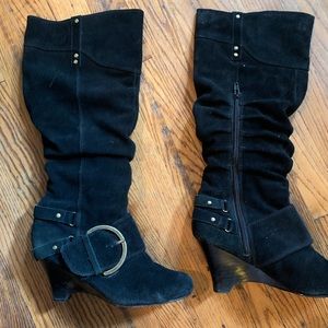 Naughty Monkey black suede 6.5 heel boots